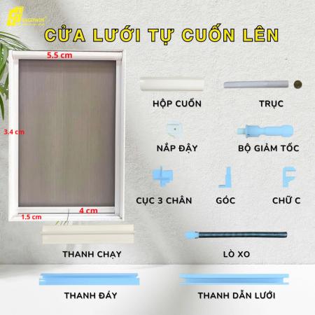 Cửa Lưới Chống Muỗi Dạng Cuốn HP009 (Bản Cao Cấp)